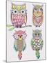 Set Of Cute Colorful Owls-cherry blossom girl-Mounted Art Print