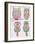 Set Of Cute Colorful Owls-cherry blossom girl-Framed Art Print