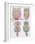 Set Of Cute Colorful Owls-cherry blossom girl-Framed Art Print