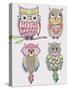 Set Of Cute Colorful Owls-cherry blossom girl-Stretched Canvas