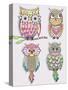 Set Of Cute Colorful Owls-cherry blossom girl-Stretched Canvas