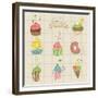 Set Of Cute Cupcakes And Desserts - For Design, Scrapbook, Invitation-woodhouse-Framed Premium Giclee Print