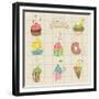 Set Of Cute Cupcakes And Desserts - For Design, Scrapbook, Invitation-woodhouse-Framed Premium Giclee Print