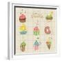 Set Of Cute Cupcakes And Desserts - For Design, Scrapbook, Invitation-woodhouse-Framed Premium Giclee Print