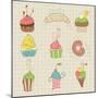 Set Of Cute Cupcakes And Desserts - For Design, Scrapbook, Invitation-woodhouse-Mounted Premium Giclee Print