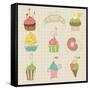 Set Of Cute Cupcakes And Desserts - For Design, Scrapbook, Invitation-woodhouse-Framed Stretched Canvas