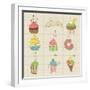 Set Of Cute Cupcakes And Desserts - For Design, Scrapbook, Invitation-woodhouse-Framed Art Print