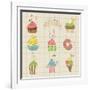 Set Of Cute Cupcakes And Desserts - For Design, Scrapbook, Invitation-woodhouse-Framed Art Print