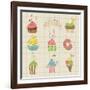 Set Of Cute Cupcakes And Desserts - For Design, Scrapbook, Invitation-woodhouse-Framed Art Print