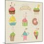 Set Of Cute Cupcakes And Desserts - For Design, Scrapbook, Invitation-woodhouse-Mounted Art Print