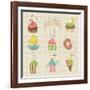 Set Of Cute Cupcakes And Desserts - For Design, Scrapbook, Invitation-woodhouse-Framed Art Print