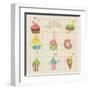 Set Of Cute Cupcakes And Desserts - For Design, Scrapbook, Invitation-woodhouse-Framed Art Print