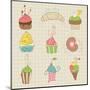 Set Of Cute Cupcakes And Desserts - For Design, Scrapbook, Invitation-woodhouse-Mounted Art Print