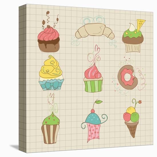 Set Of Cute Cupcakes And Desserts - For Design, Scrapbook, Invitation-woodhouse-Stretched Canvas