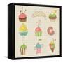 Set Of Cute Cupcakes And Desserts - For Design, Scrapbook, Invitation-woodhouse-Framed Stretched Canvas