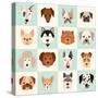 Set of Cute Dogs Icons Vector Flat Illustrations-coffeee_in-Stretched Canvas