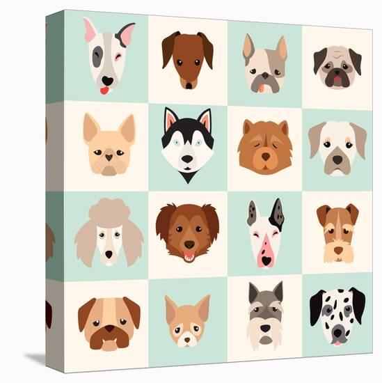 Set of Cute Dogs Icons Vector Flat Illustrations-coffeee_in-Stretched Canvas