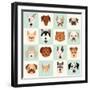 Set of Cute Dogs Icons Vector Flat Illustrations-coffeee_in-Framed Art Print