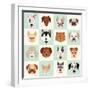 Set of Cute Dogs Icons Vector Flat Illustrations-coffeee_in-Framed Art Print