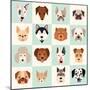 Set of Cute Dogs Icons Vector Flat Illustrations-coffeee_in-Mounted Art Print