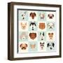 Set of Cute Dogs Icons Vector Flat Illustrations-coffeee_in-Framed Art Print