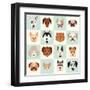 Set of Cute Dogs Icons Vector Flat Illustrations-coffeee_in-Framed Art Print