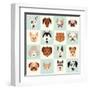 Set of Cute Dogs Icons Vector Flat Illustrations-coffeee_in-Framed Art Print