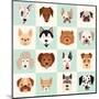 Set of Cute Dogs Icons Vector Flat Illustrations-coffeee_in-Mounted Art Print