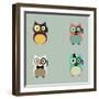 Set of Cute Hipster Owl | Eps10 Design-HunThomas-Framed Art Print