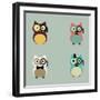 Set of Cute Hipster Owl | Eps10 Design-HunThomas-Framed Art Print