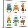 Set Of Cute Vintage Robots-Marish-Mounted Art Print