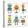 Set Of Cute Vintage Robots-Marish-Stretched Canvas