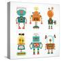 Set Of Cute Vintage Robots-Marish-Stretched Canvas