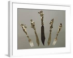 Set of Cutlery with Mythological Figures-Shaped Handles, 1887-Eugenio Furia-Framed Giclee Print