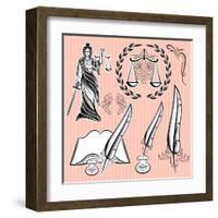 Set of Design Elements for Law-111chemodan111-Framed Art Print