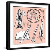 Set of Design Elements for Law-111chemodan111-Framed Art Print