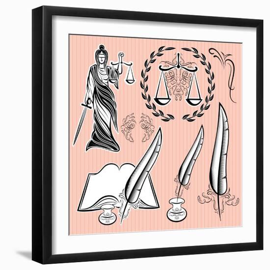 Set of Design Elements for Law-111chemodan111-Framed Art Print