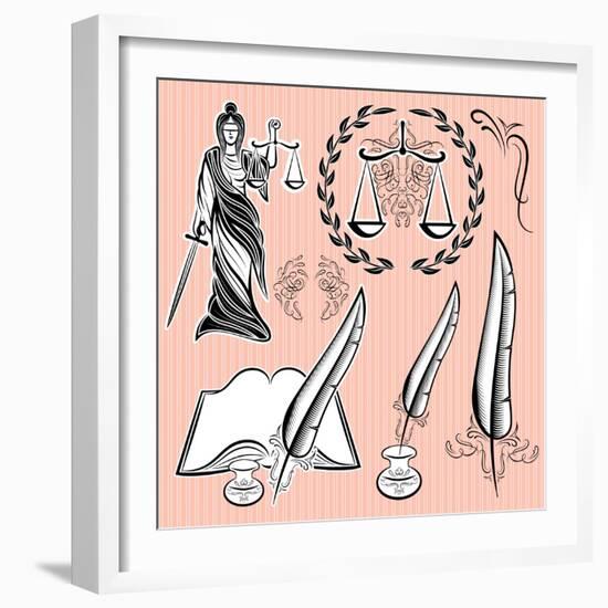 Set of Design Elements for Law-111chemodan111-Framed Art Print