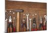Set of Different Tools on Wooden Background-egal-Mounted Photographic Print