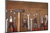 Set of Different Tools on Wooden Background-egal-Mounted Photographic Print