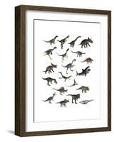 Set of Dinosaurs-null-Framed Art Print