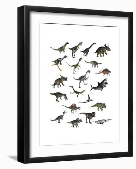 Set of Dinosaurs-null-Framed Art Print