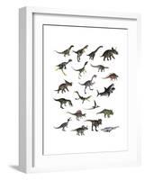 Set of Dinosaurs-null-Framed Art Print