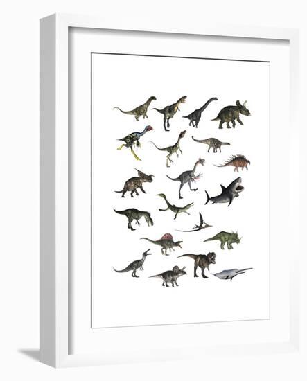 Set of Dinosaurs-null-Framed Art Print