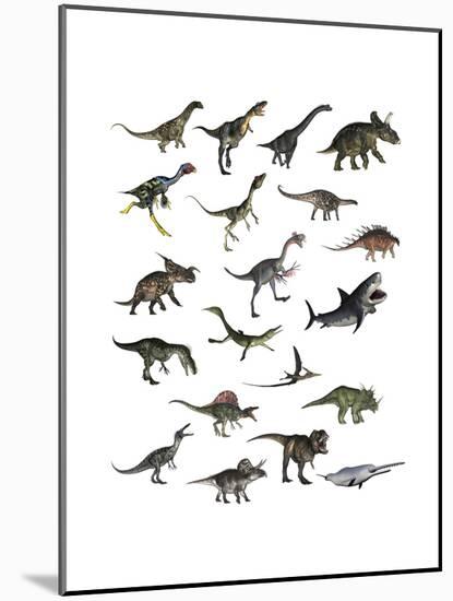 Set of Dinosaurs-null-Mounted Art Print