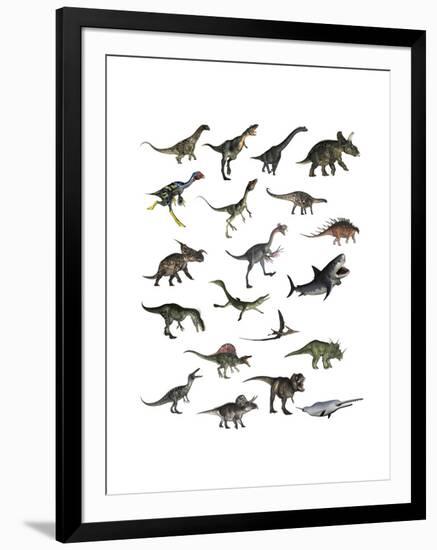 Set of Dinosaurs-null-Framed Art Print