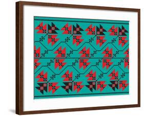 Set of Ethnic Floral Geometric Pattern Ornament in Different Colors. Vector Illustration. from Coll-Zinaida Zaiko-Framed Art Print