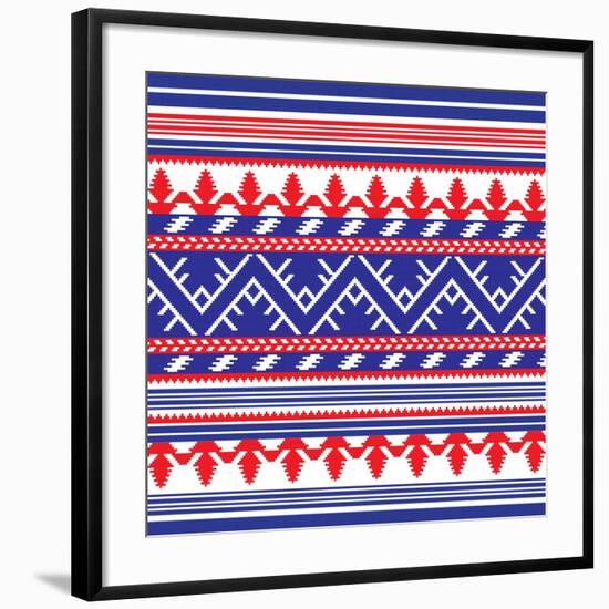 Set of Ethnic Ornament Pattern in Different Colors. Vector Illustration. from Collection of Balto-S-Zinaida Zaiko-Framed Art Print