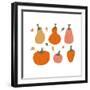 Set of Fall Leaves and Yellow, Red and Orange Pumpkins on a White Background. in Cozy Hygge Style.-Svetlana Shamshurina-Framed Photographic Print