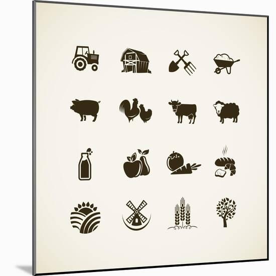 Set of Farm Icons-PureSolution-Mounted Art Print